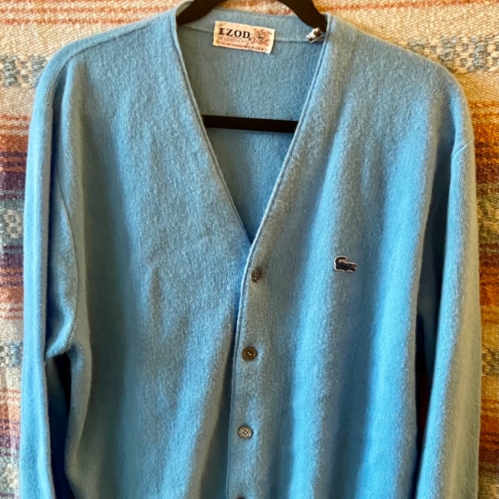 Men’s XL Izod of London Lacoste Baby Blue Button Down Sweater